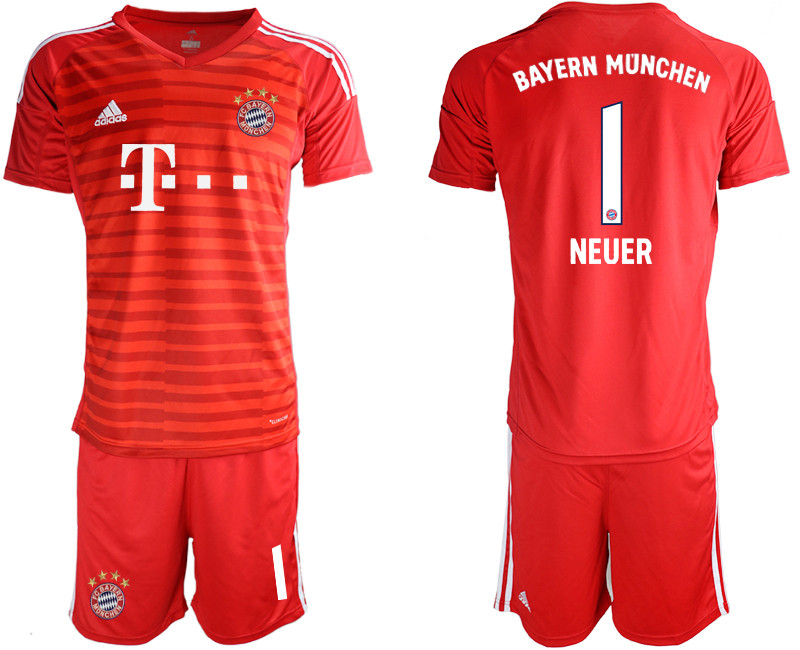 2019 20 Bayern Munchen 1 NEUER Red Goalkeepe Soccer Jersey