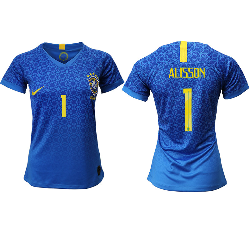 2019 20 Brazil 1 ALISSON Away Women Soccer Jersey