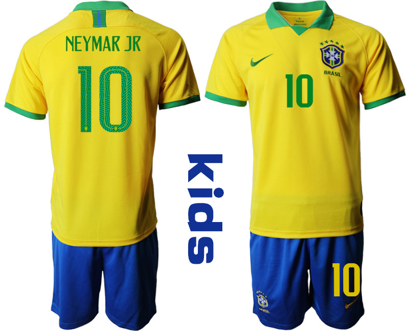 2019 20 Brazil 10 NEYMAR JR Youth Home Soccer Jersey