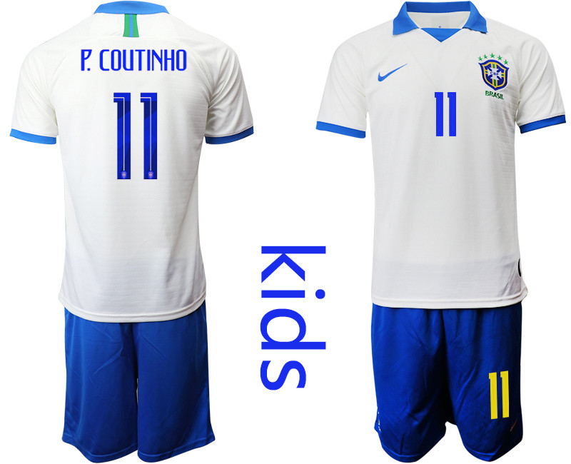 2019 20 Brazil 11 P. CIYTINHO White Special Edition Youth Soccer Jersey