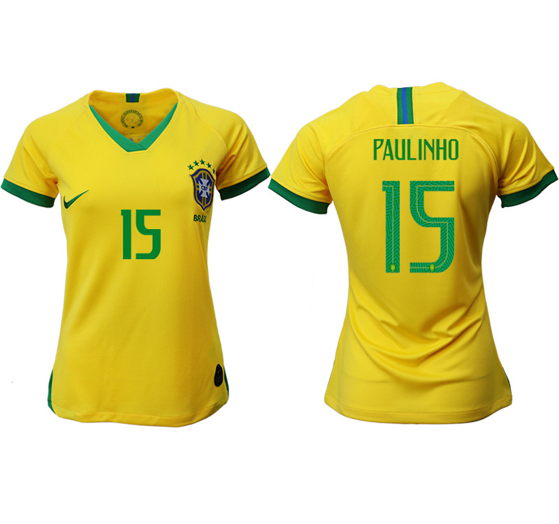 2019 20 Brazil 15 PAULINHO Home Women Soccer Jersey