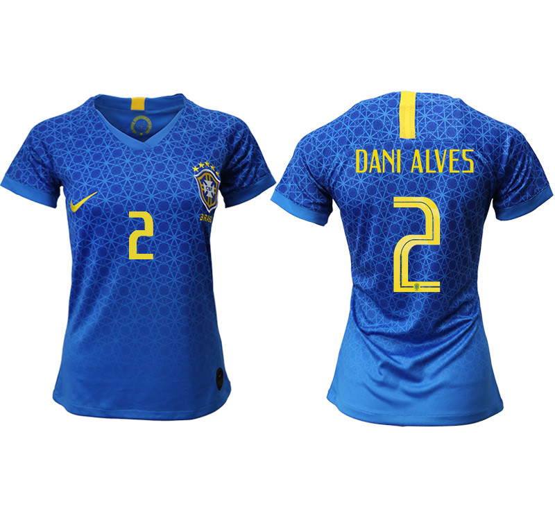 2019 20 Brazil 2 DANI ALVES Away Women Soccer Jersey