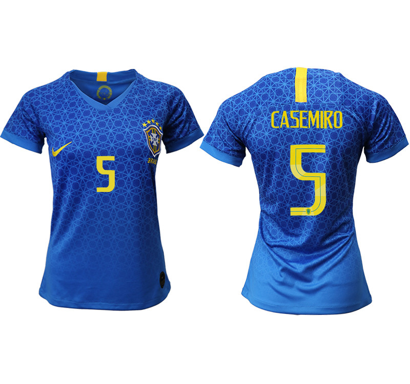 2019 20 Brazil 5 CASEMIRO Away Women Soccer Jersey