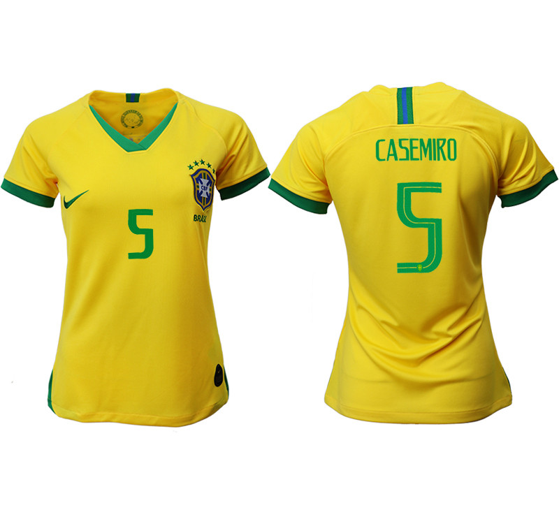 2019 20 Brazil 5 CASEMIRO Home Women Soccer Jersey
