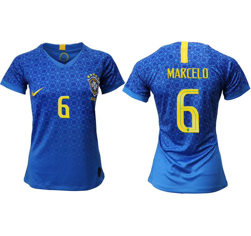 2019 20 Brazil 6 MARCELO Away Women Soccer Jersey
