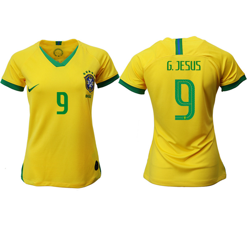 2019 20 Brazil 9 G. JESUS Home Women Soccer Jersey