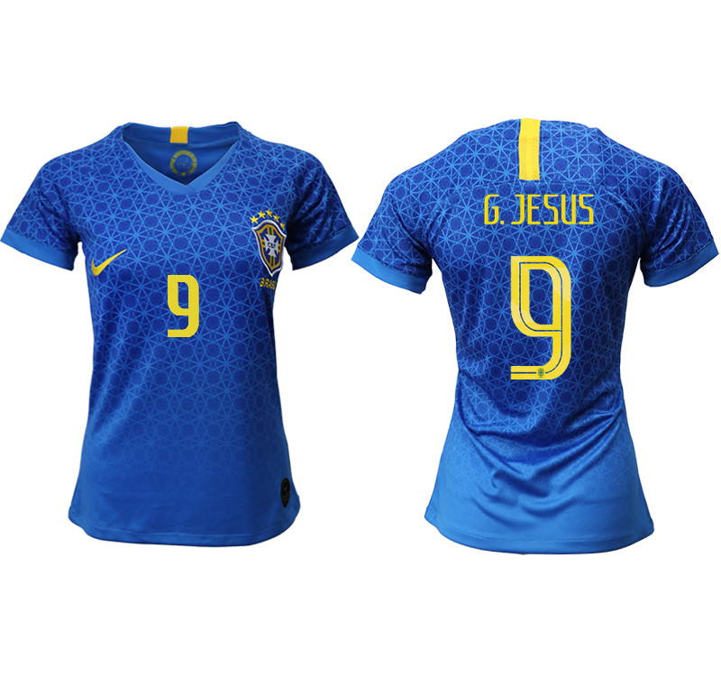 2019 20 Brazil 9 G.JESUS Away Women Soccer Jersey