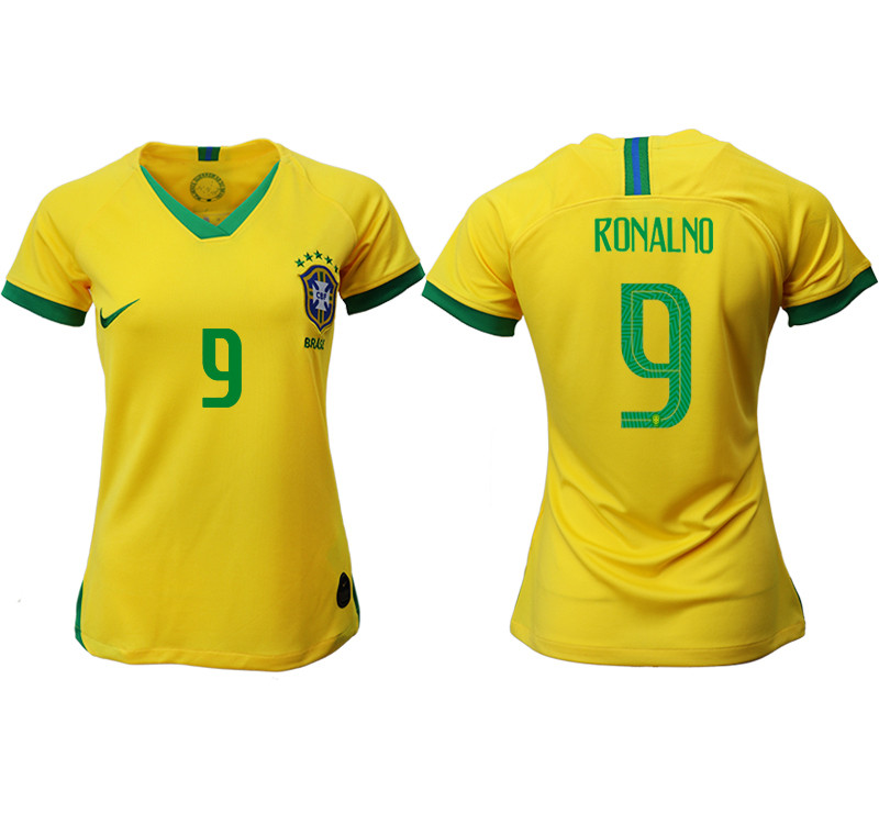 2019 20 Brazil 9 RONALNO Home Women Soccer Jersey