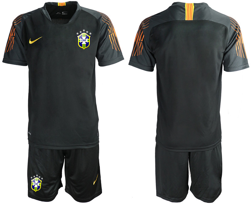 2019 20 Brazil Black Goalkeeper Soccer Jersey