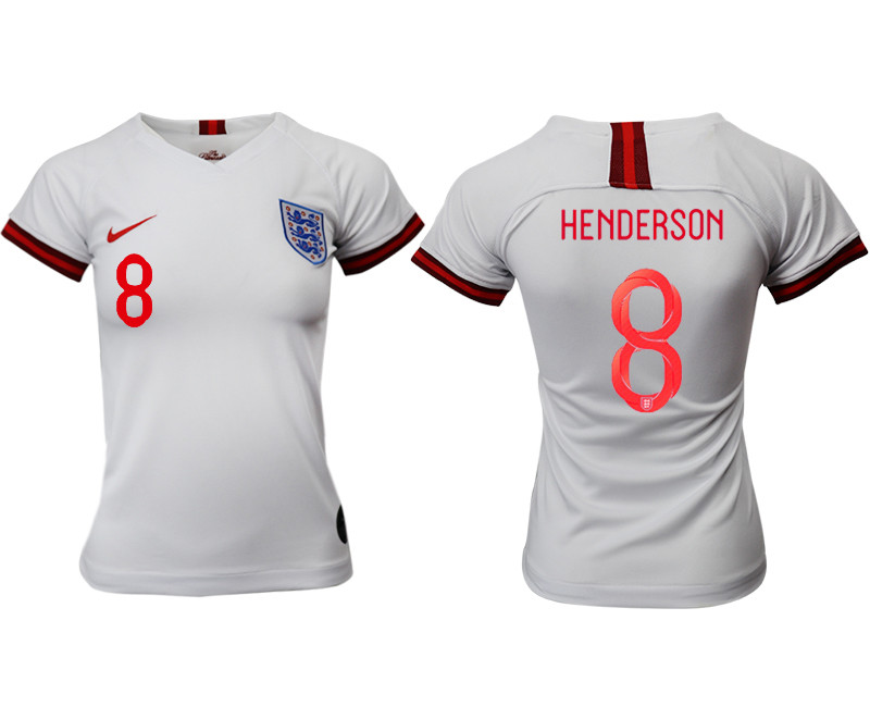 2019 20 England 8 HENDERSON Home Women Soccer Jersey