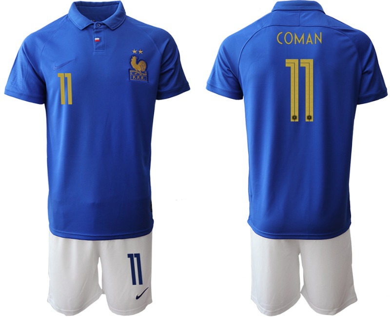 2019 20 France 11 COMAN 100th Commemorative Edition Soccer Jersey