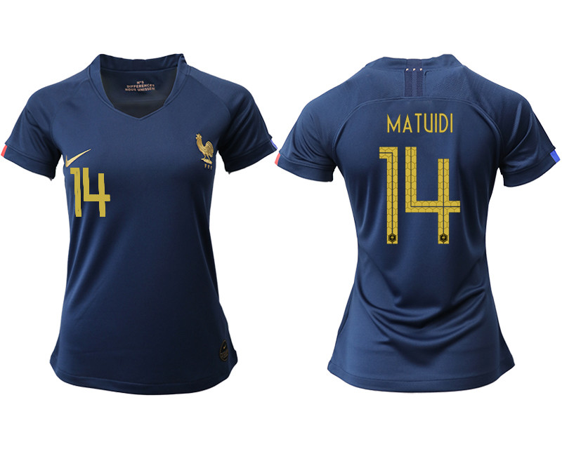 2019 20 France 14 MATUIDI Homen Women Soccer Jersey