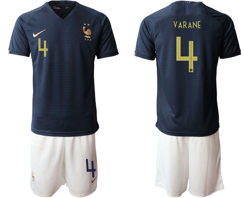 2019 20 France 4 VARANE Home Soccer Jersey