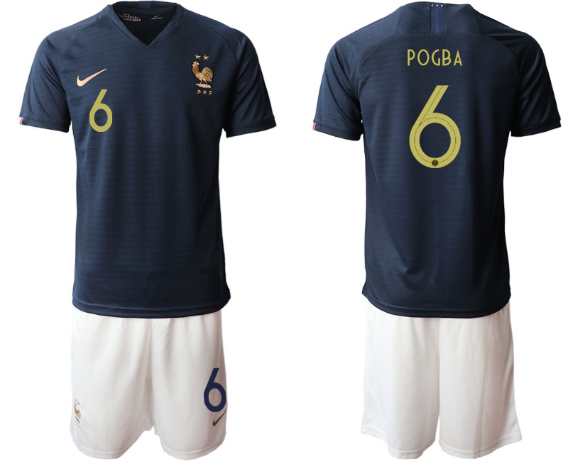 2019 20 France 6 POGBA Home Soccer Jersey