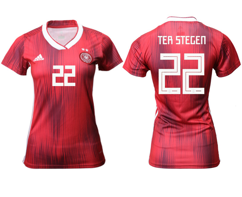 2019 20 Germany 22 TER STEGEN Away Women Soccer Jersey