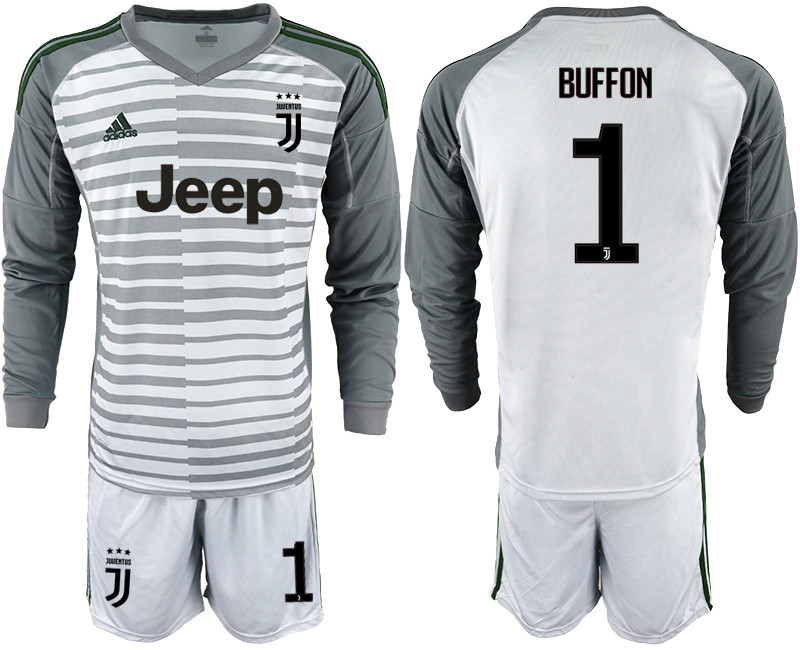 2019 20 Juventus 1 BUFFON Gray Long Sleeve Goalkeeper Soccer Jersey