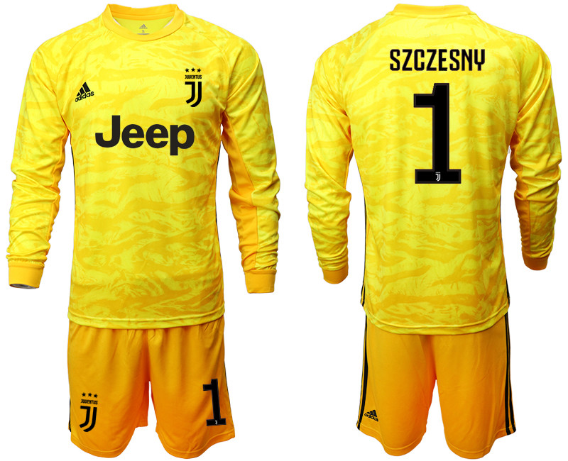 2019 20 Juventus 1 SZCZESNY Yellow Long Sleeve Goalkeeper Soccer Jersey