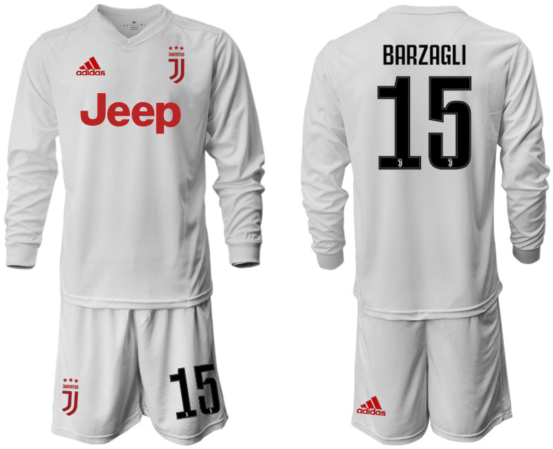2019 20 Juventus 15 BARZAGLI Long Sleeve Away Soccer Jersey