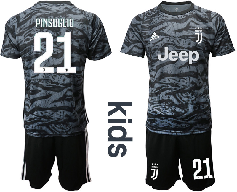 2019 20 Juventus 21 PINSOGLIO Black Youth Goalkeeper Soccer Jersey