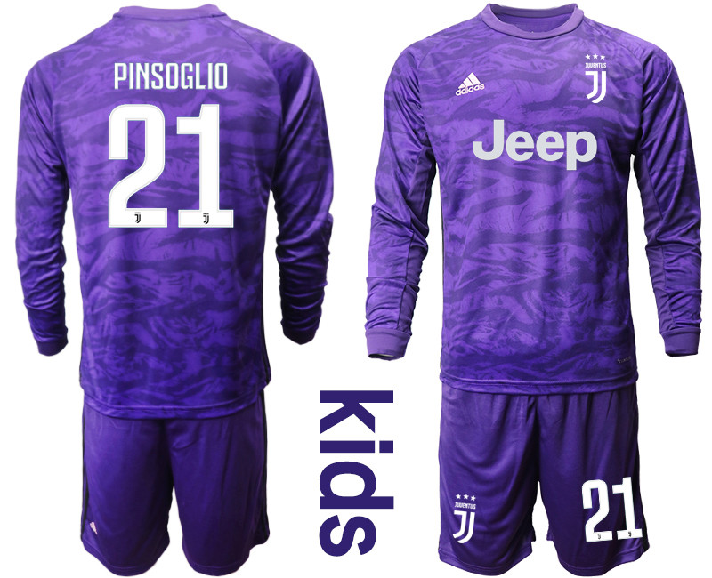 2019 20 Juventus 21 PINSOGLIO Purple Long Sleeve Youth Goalkeeper Soccer Jersey