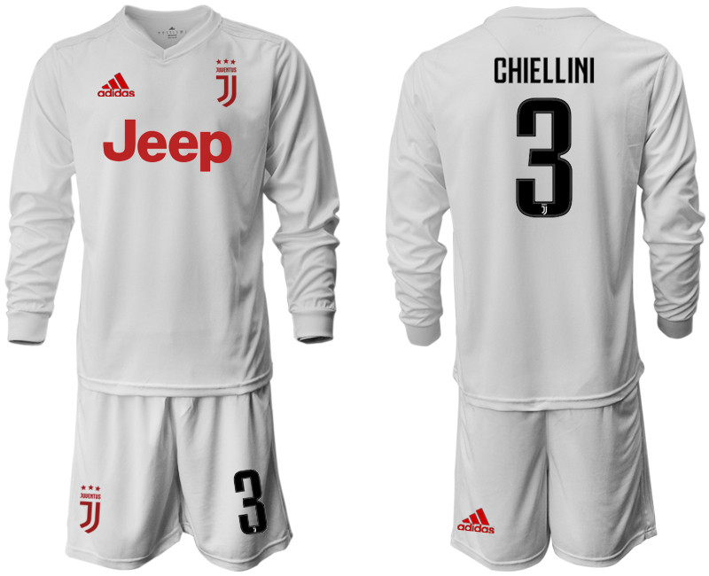 2019 20 Juventus 3 CHIELLINI Long Sleeve Away Soccer Jersey