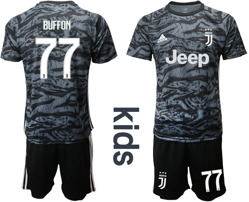 2019 20 Juventus 77 BUFFON Black Youth Goalkeeper Soccer Jersey