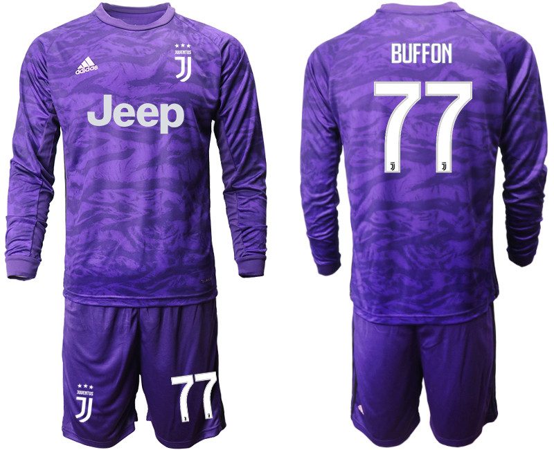2019 20 Juventus 77 BUFFON Purple Long Sleeve Goalkeeper Soccer Jersey