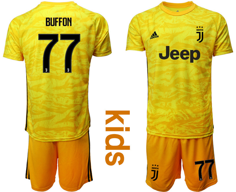 2019 20 Juventus 77 BUFFON Yellow Youth Goalkeeper Soccer Jersey