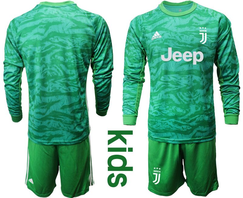 2019 20 Juventus Green Long Sleeve Youth Goalkeeper Soccer Jersey
