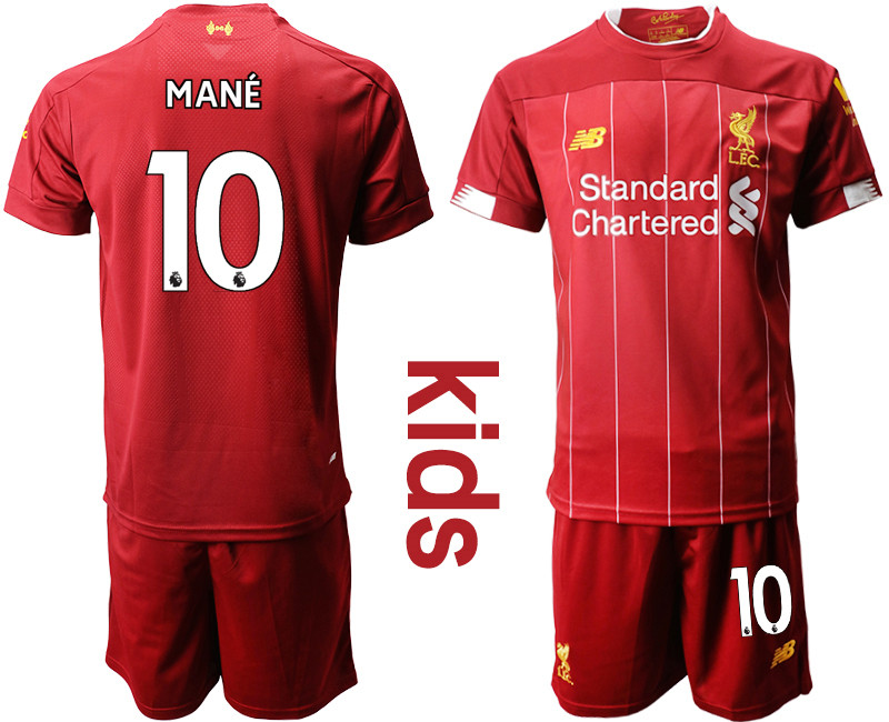2019 20 Liverpool 10 MANE Youth Home Soccer Jersey
