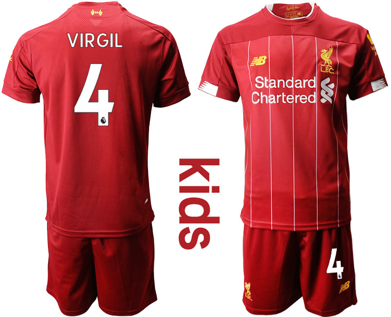2019 20 Liverpool 4 VIRGIL Youth Home Soccer Jersey