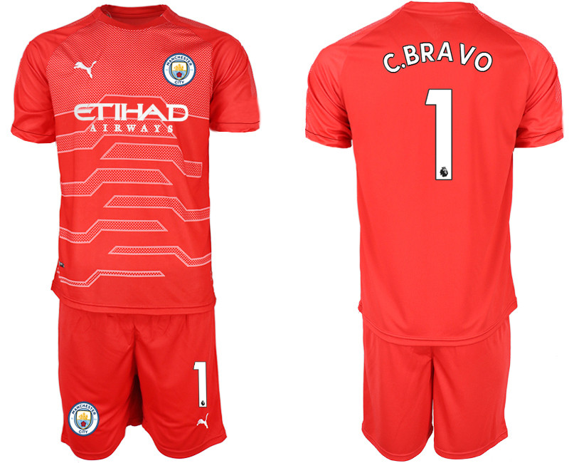 2019 20 Manchester 1 C.BRAVO Red Goalkeeper Soccer Jersey