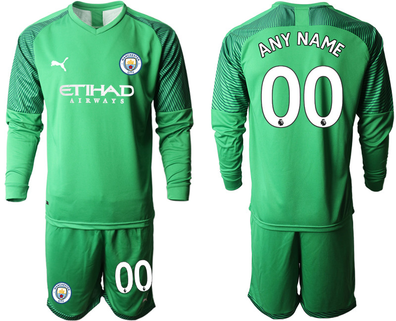 2019 20 Manchester City Customized Green Goalkeeper Long Sleeve Soccer Jersey