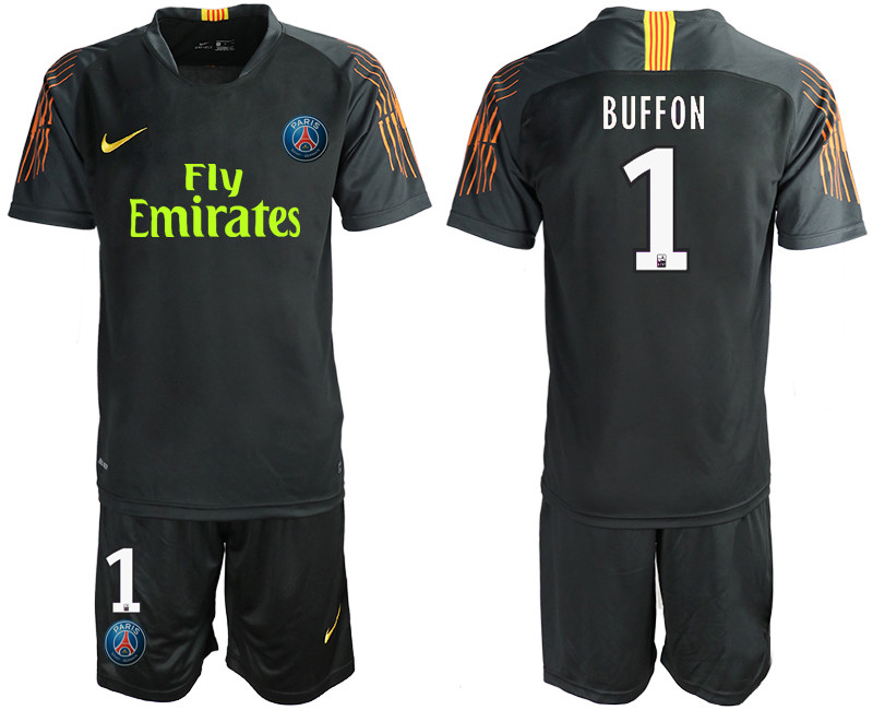 2019 20 Paris Saint Germain 1 BUFFON Black Goalkeeper Soccer Jersey