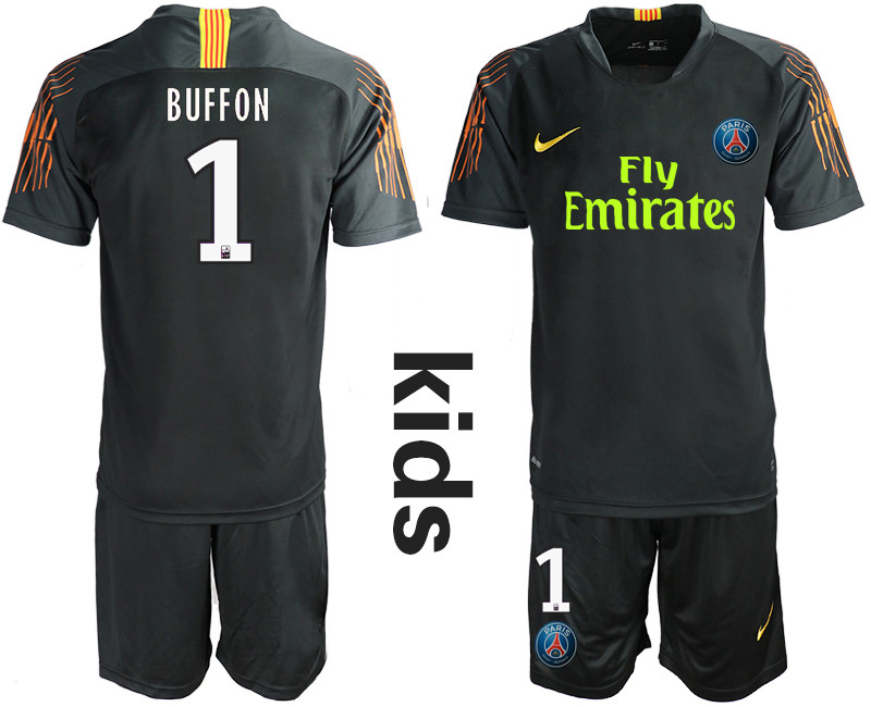 2019 20 Paris Saint Germain 1 BUFFON Black Youth Goalkeeper Soccer Jersey