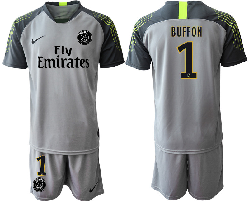 2019 20 Paris Saint Germain 1 BUFFON Gray Goalkeeper Soccer Jersey