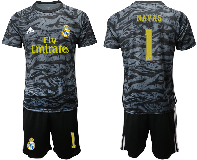2019 20 Real Madrid 1 NAVAS Black Goalkeeper Soccer Jersey