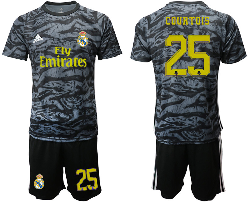 2019 20 Real Madrid 25 COURTOIS Black Goalkeeper Soccer Jersey