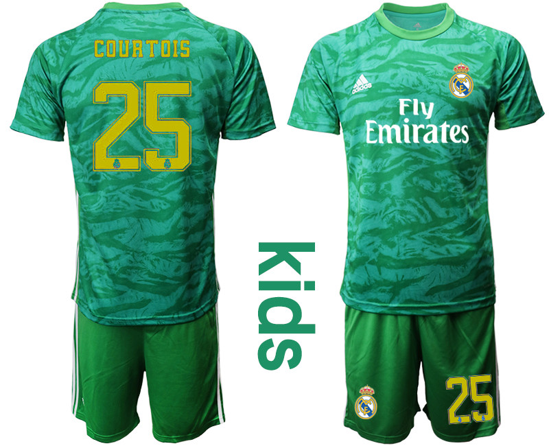 2019 20 Real Madrid 25 COURTOIS Green Youth Goalkeeper Soccer Jersey