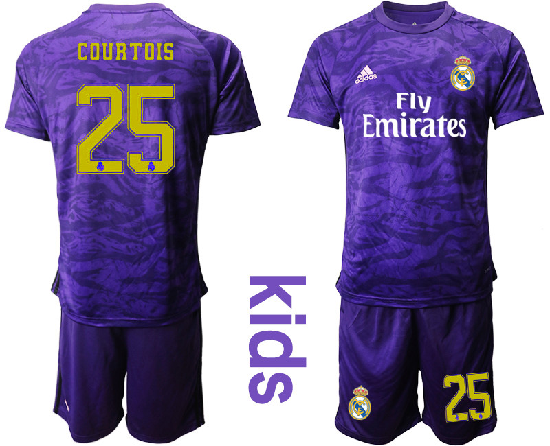2019 20 Real Madrid 25 COURTOIS Purple Youth Goalkeeper Soccer Jersey
