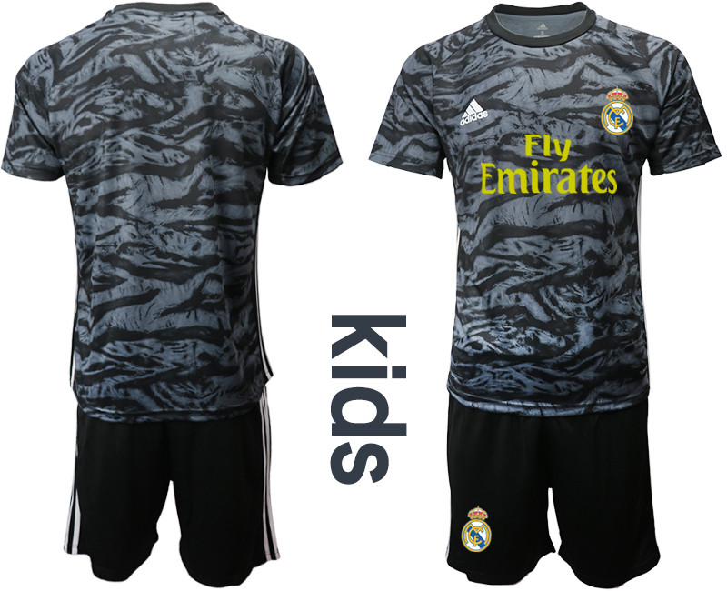 2019 20 Real Madrid Black Youth Goalkeeper Soccer Jersey