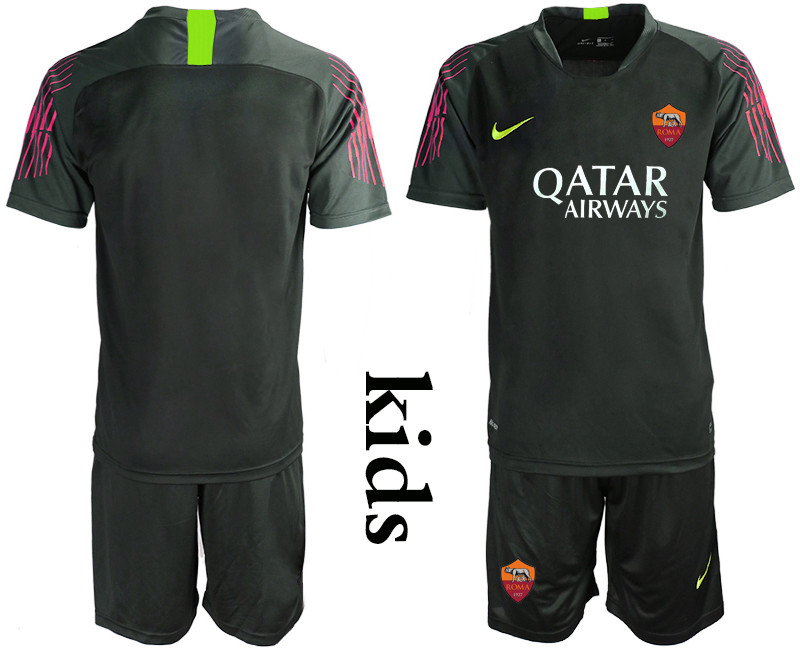 2019 20 Roma Black Goalkeeper Youth Soccer Jersey