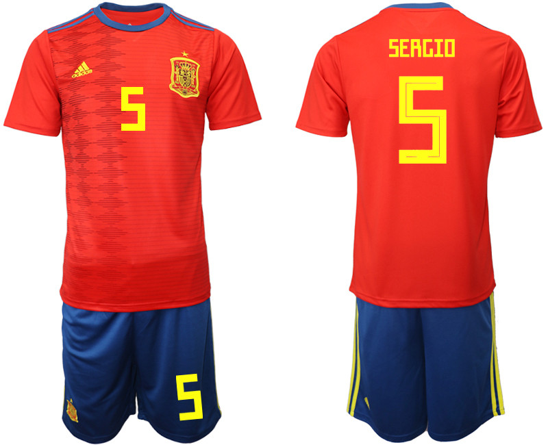 2019 20 Spain 5 SERGIO Home Soccer Jersey