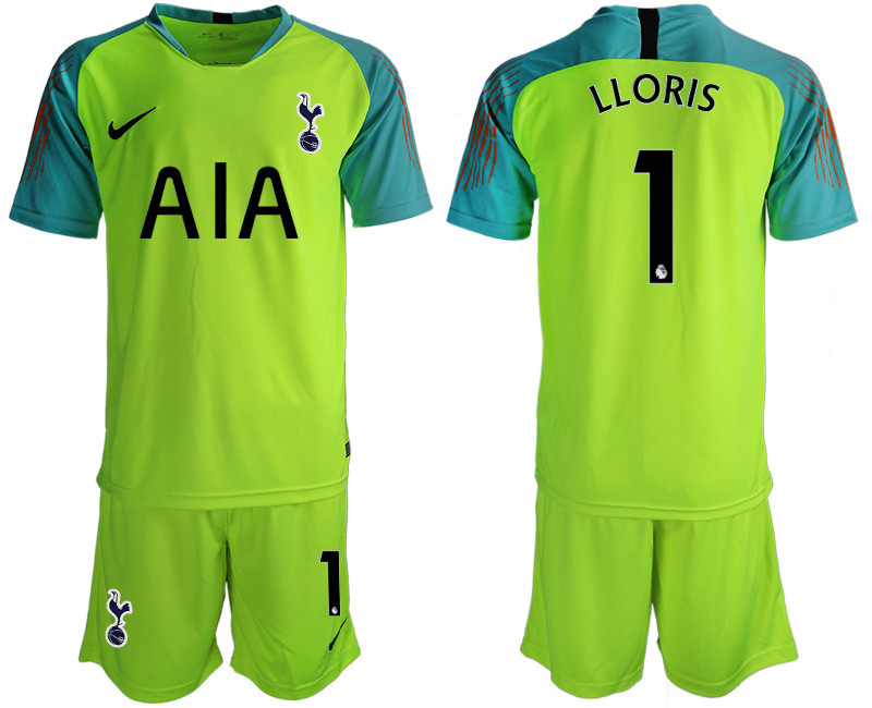 2019 20 Tottenham Hotspur 1 LLORIS Football Club Fluorescent Green Goalkeeper Soccer Jersey