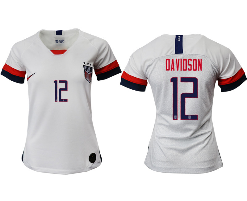 2019 20 USA 12 DAVIDSON Home Women Soccer Jersey