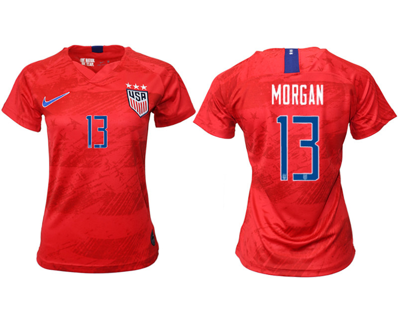 2019 20 USA 13 MORGAN Away Women Soccer Jersey