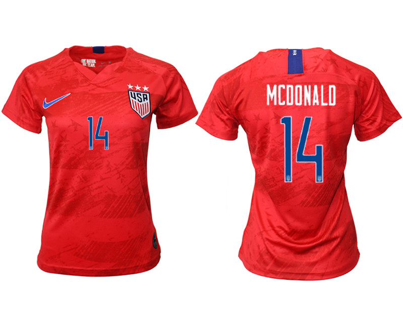 2019 20 USA 14 MCDONALD Away Women Soccer Jersey