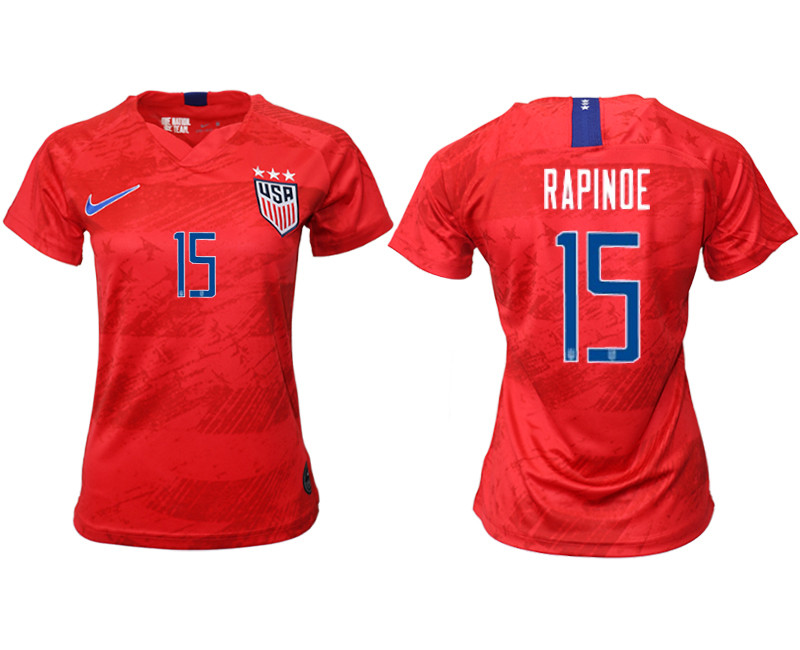 2019 20 USA 15 RAPINOE Away Women Soccer Jersey