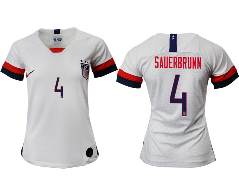 2019 20 USA 4 SAUERBRUNN Home Women Soccer Jersey