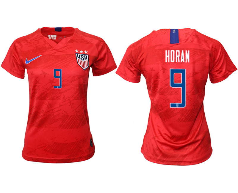 2019 20 USA 9 HORAN Away Women Soccer Jersey